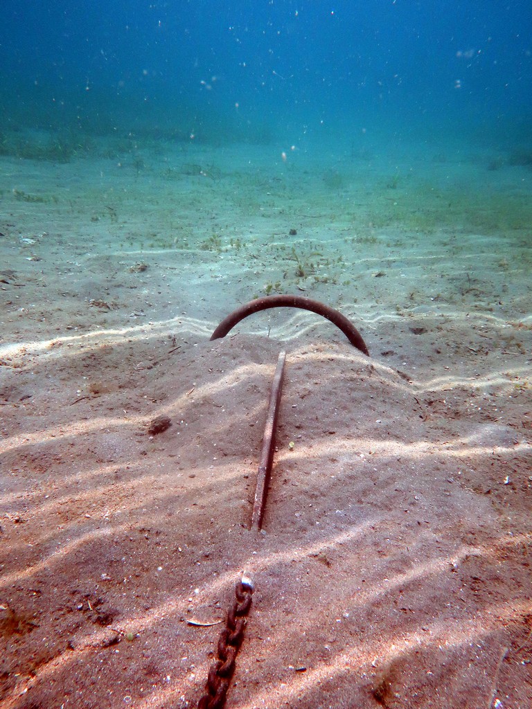 Anchoring in sand.
