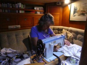 The sewing continues day and night.